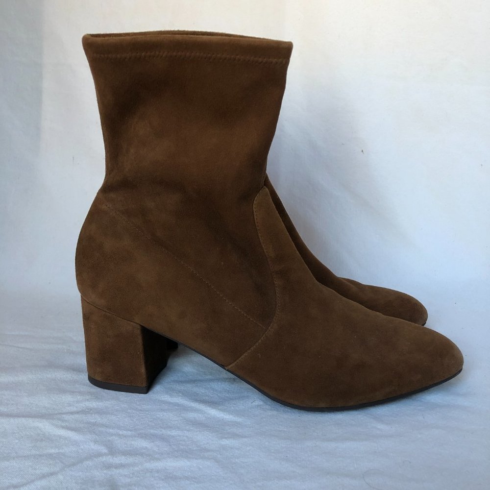 Stuart Weitzman Siggy Cognac Suede Booties - image 5